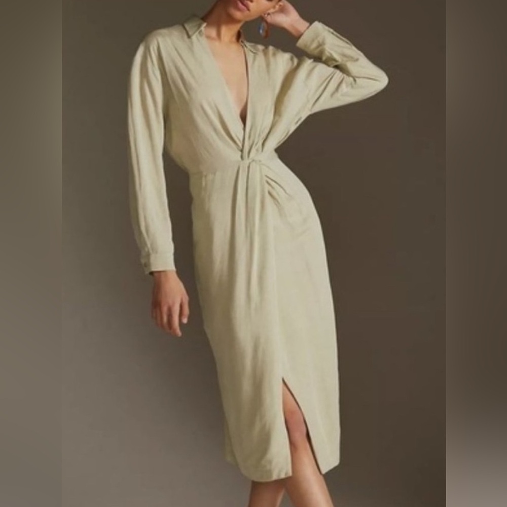 Anthropologie Cream Collared Dress